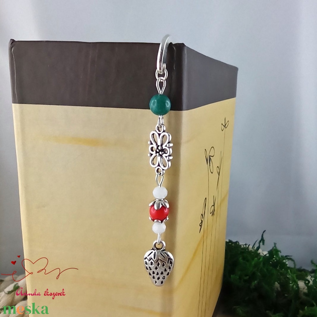 Zöld piros eper könyvjelző  - könyv & zene - könyvjelző - Meska.hu