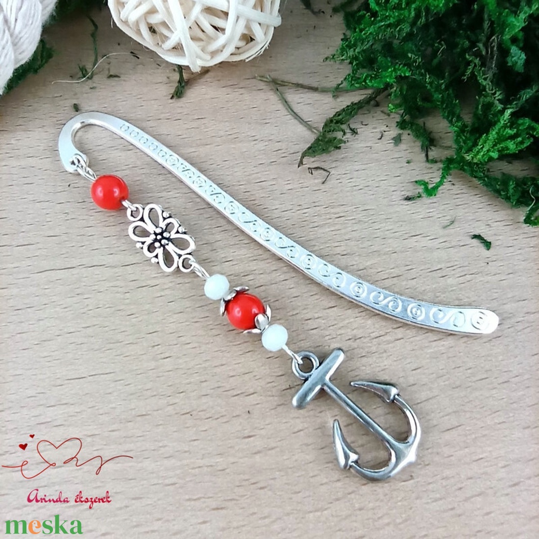 Piros horgony könyvjelző  - könyv & zene - könyvjelző - Meska.hu