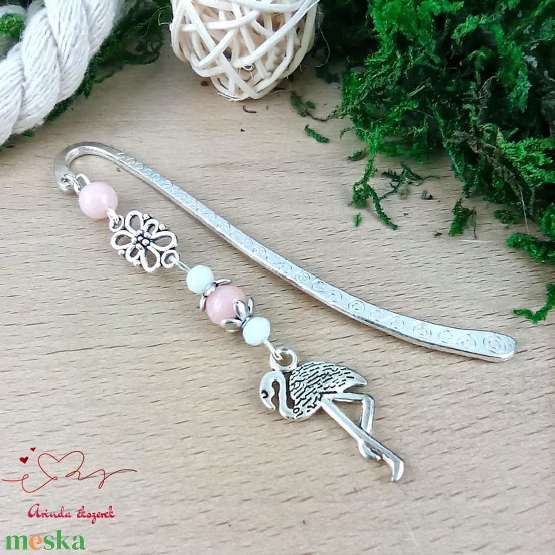 Rózsaszín flamingó könyvjelző  - könyv & zene - könyvjelző - Meska.hu