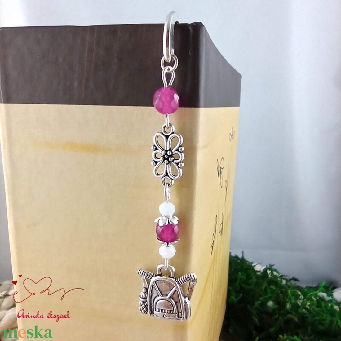 Pink hátizsák könyvjelző  - könyv & zene - könyvjelző - Meska.hu