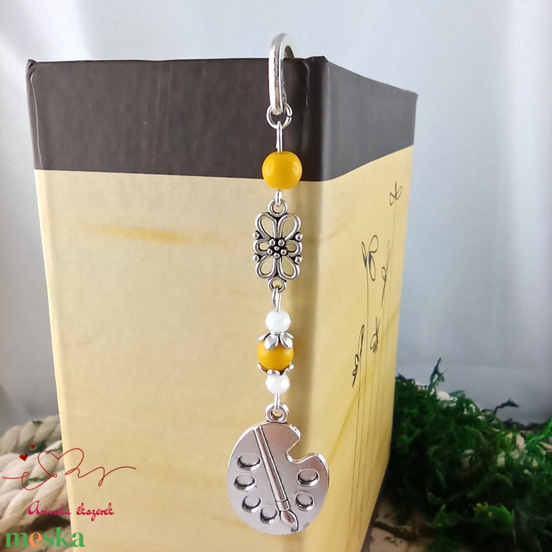 Sárga festőpaletta könyvjelző  - könyv & zene - könyvjelző - Meska.hu