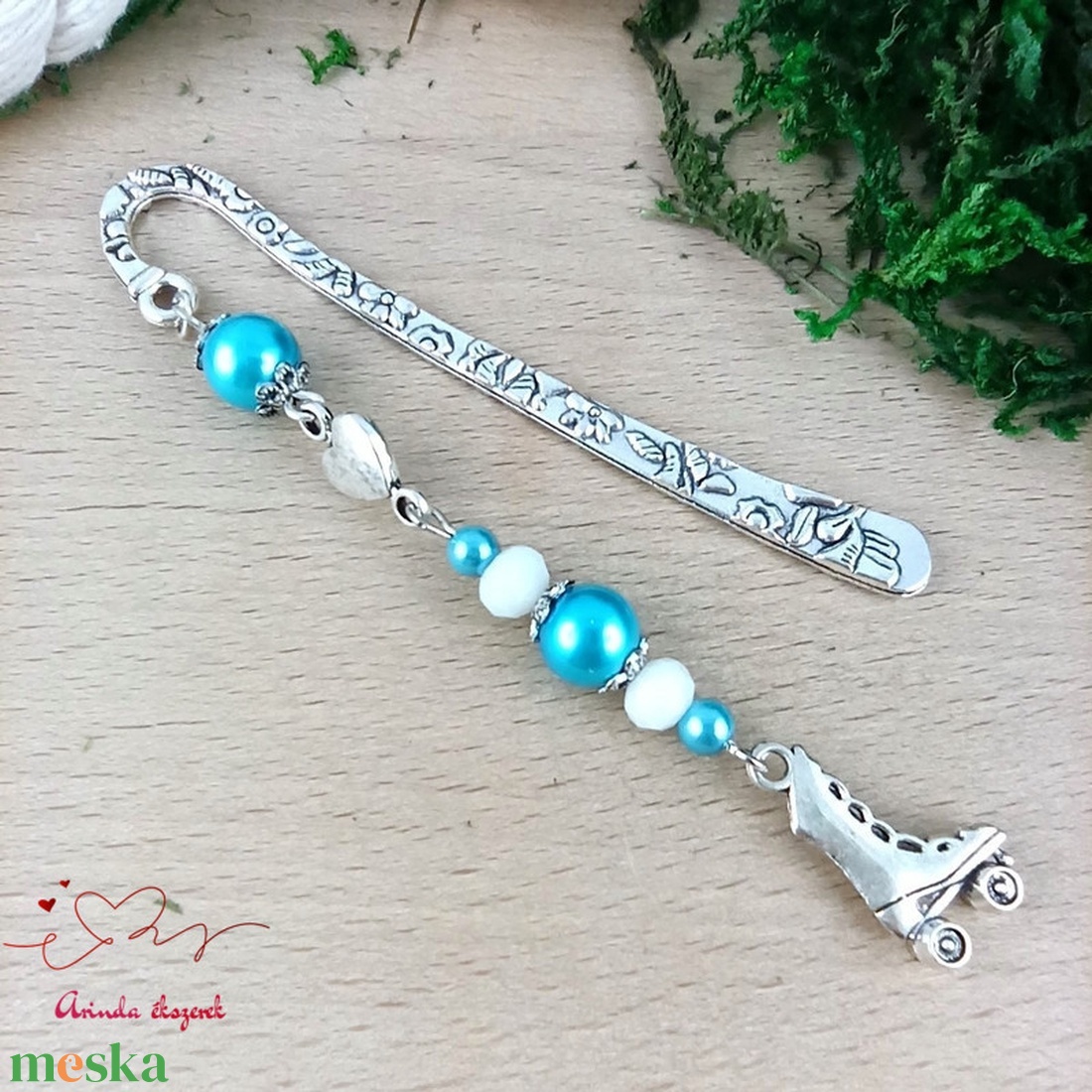 Kék görkorcsolya könyvjelző  - könyv & zene - könyvjelző - Meska.hu