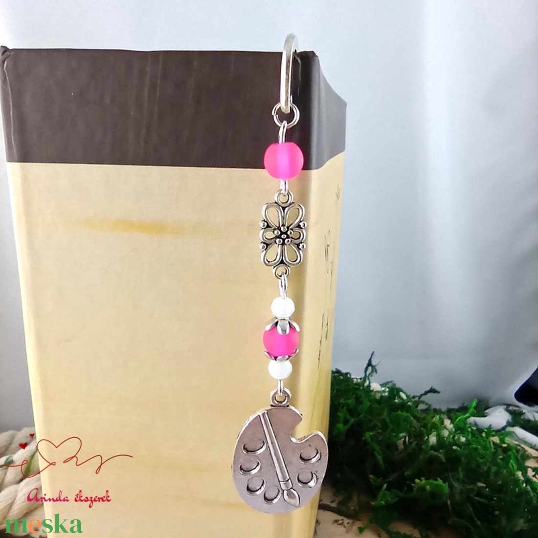 Pink festőpaletta könyvjelző  - könyv & zene - könyvjelző - Meska.hu