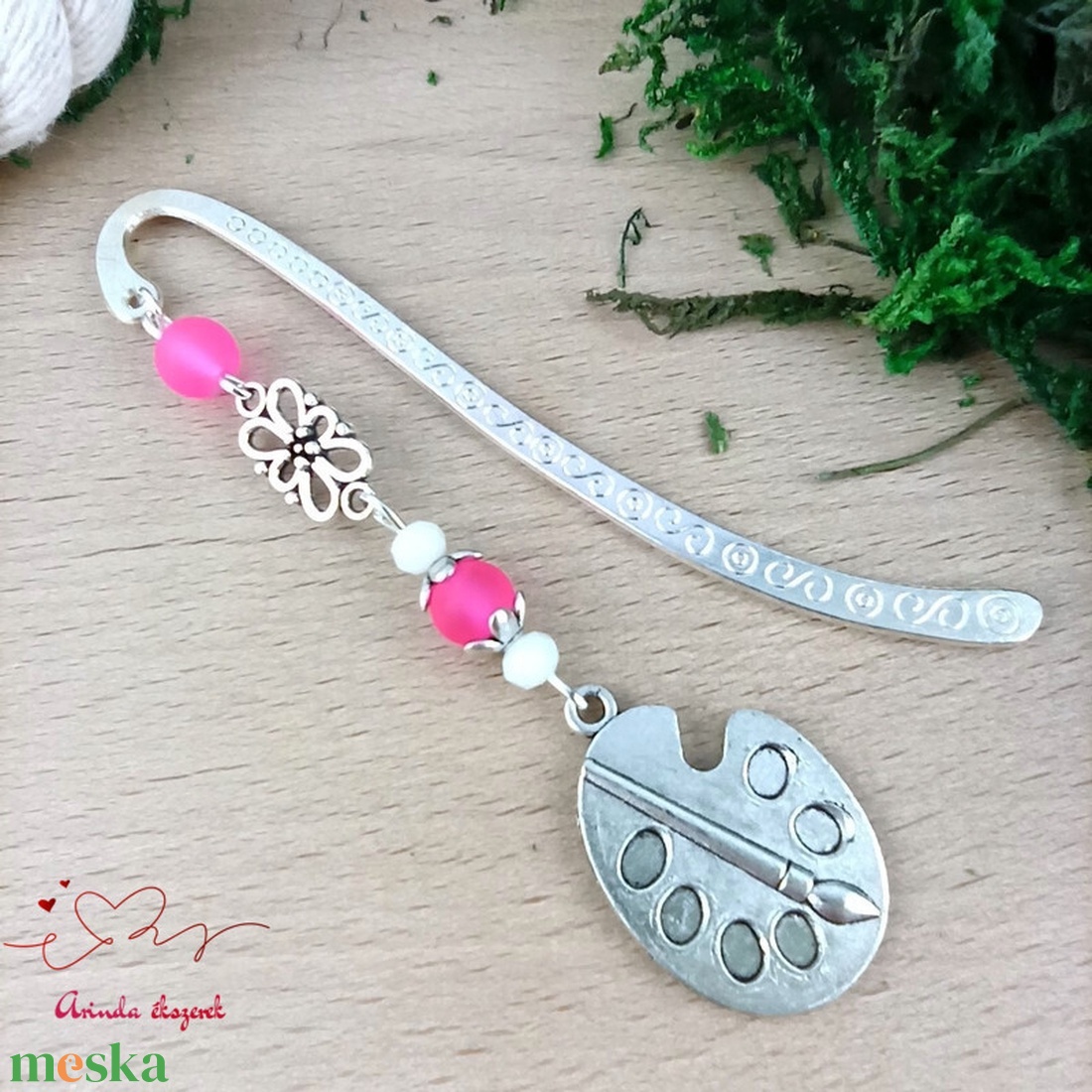 Pink festőpaletta könyvjelző  - könyv & zene - könyvjelző - Meska.hu