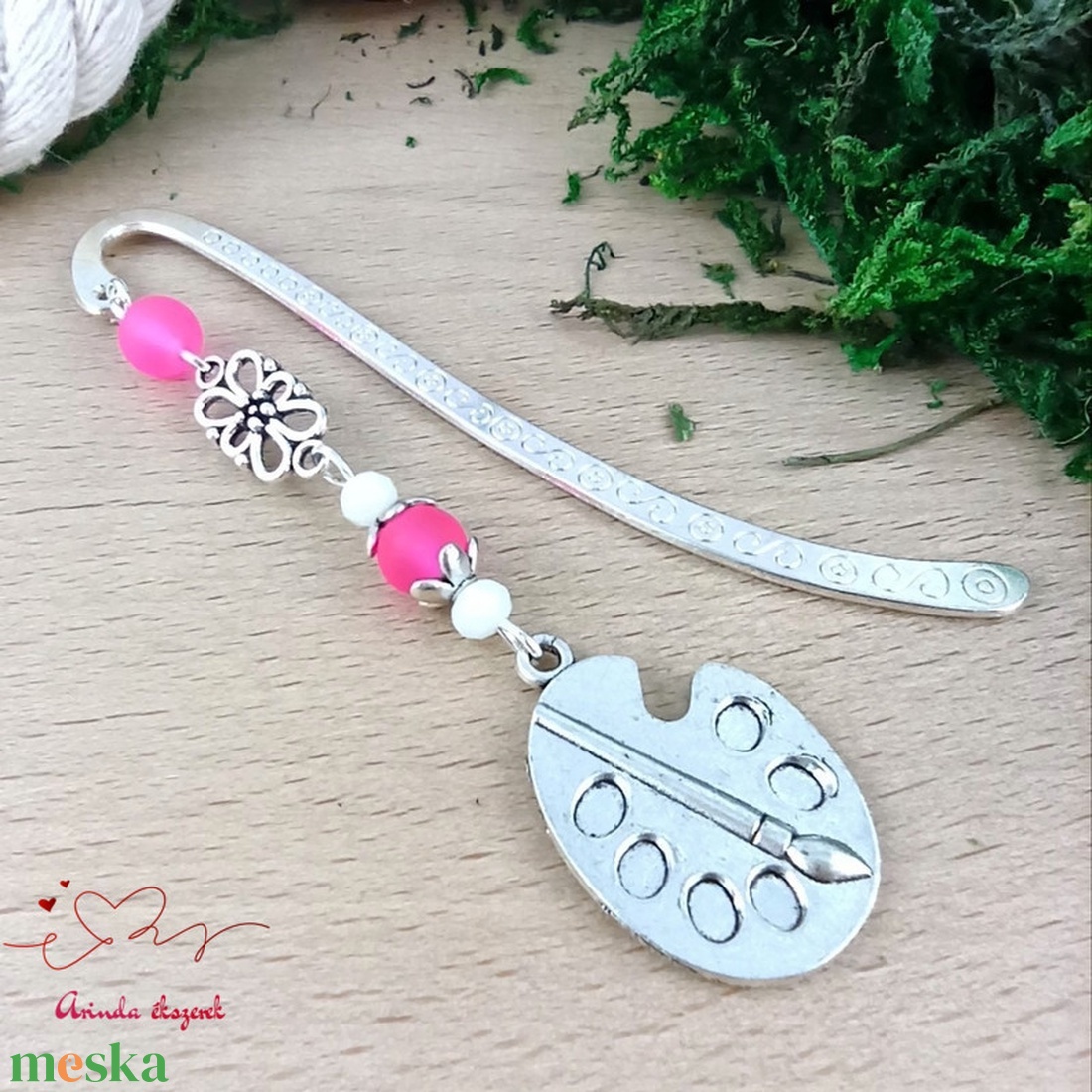 Pink festőpaletta könyvjelző  - könyv & zene - könyvjelző - Meska.hu