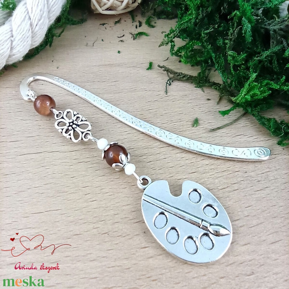 Barna festőpaletta könyvjelző  - könyv & zene - könyvjelző - Meska.hu