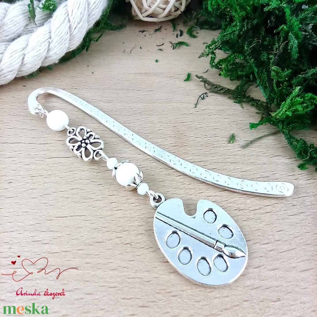 Fehér festőpaletta könyvjelző  - könyv & zene - könyvjelző - Meska.hu