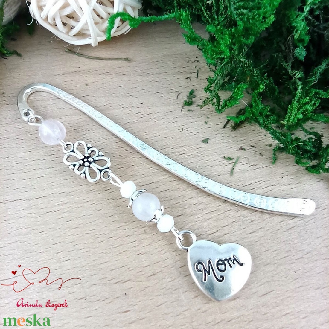 Rózsakvarc mom feliratos könyvjelző  - könyv & zene - könyvjelző - Meska.hu