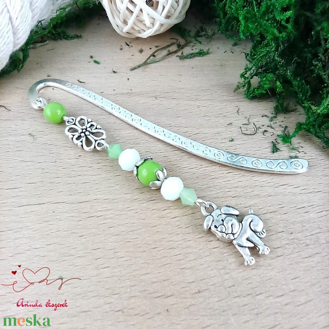 Zöld kutya könyvjelző  - könyv & zene - könyvjelző - Meska.hu