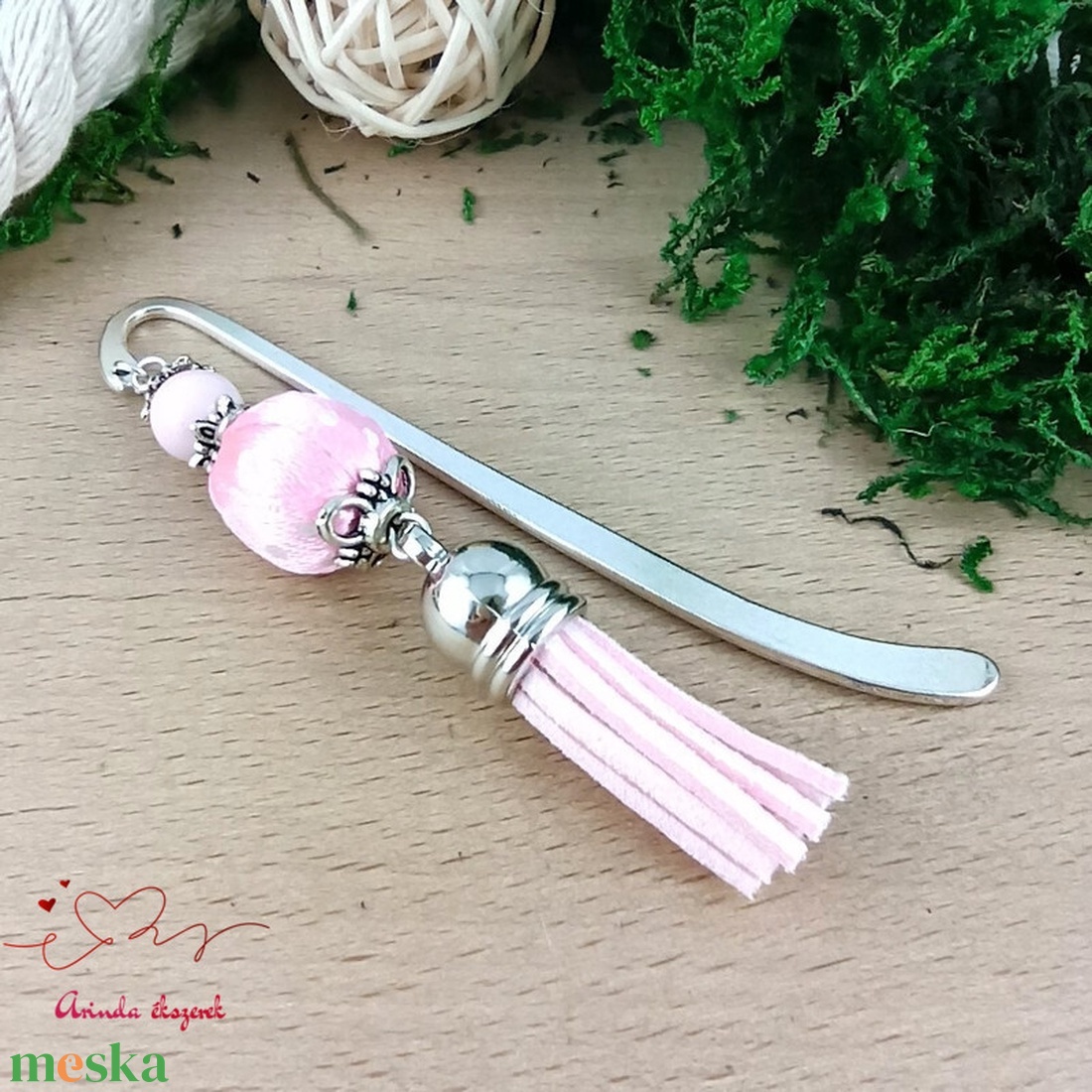 Rózsaszín pöttyös könyvjelző  - könyv & zene - könyvjelző - Meska.hu