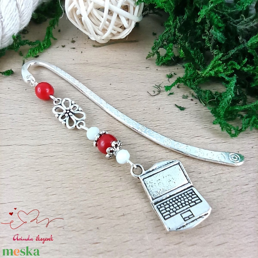 Piros laptop notebook könyvjelző  - könyv & zene - könyvjelző - Meska.hu