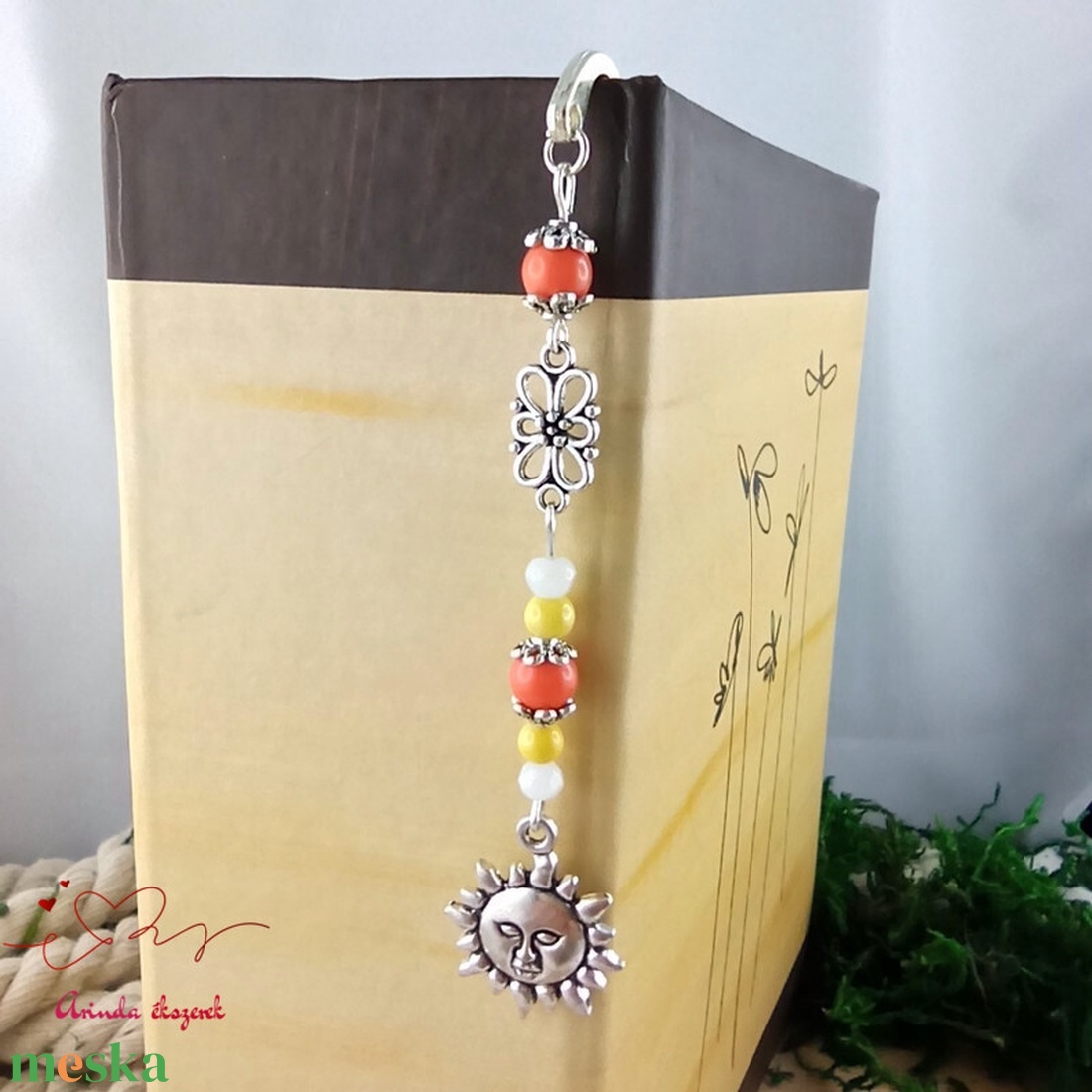 Nap vegyes sárga könyvjelző  - könyv & zene - könyvjelző - Meska.hu