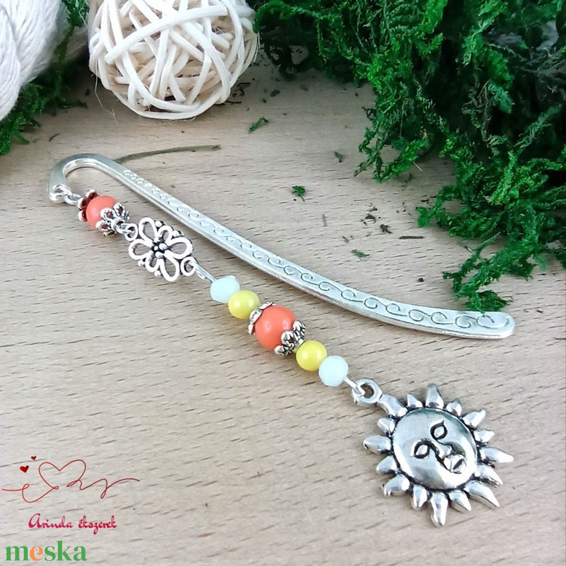 Nap vegyes sárga könyvjelző  - könyv & zene - könyvjelző - Meska.hu