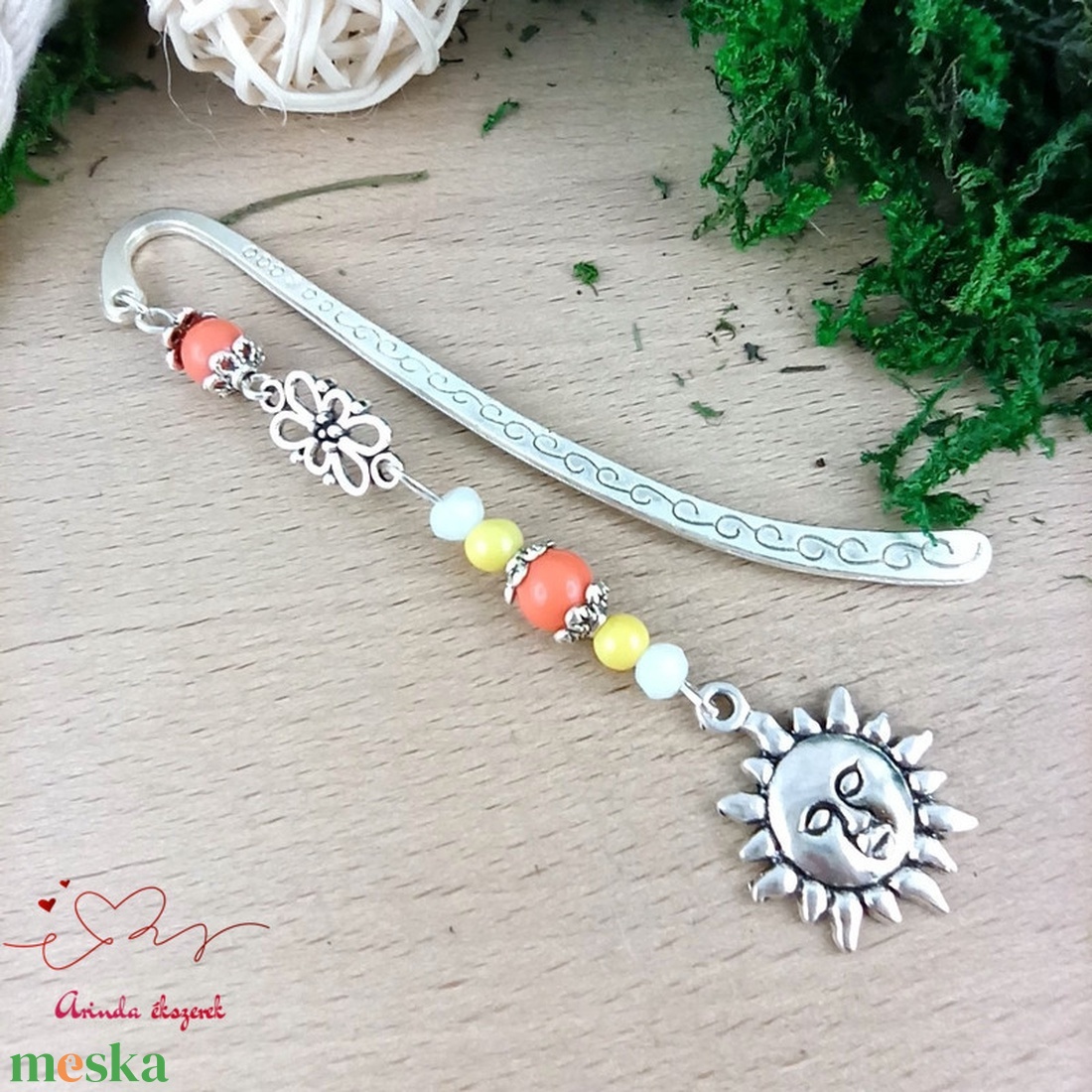 Nap vegyes sárga könyvjelző  - könyv & zene - könyvjelző - Meska.hu