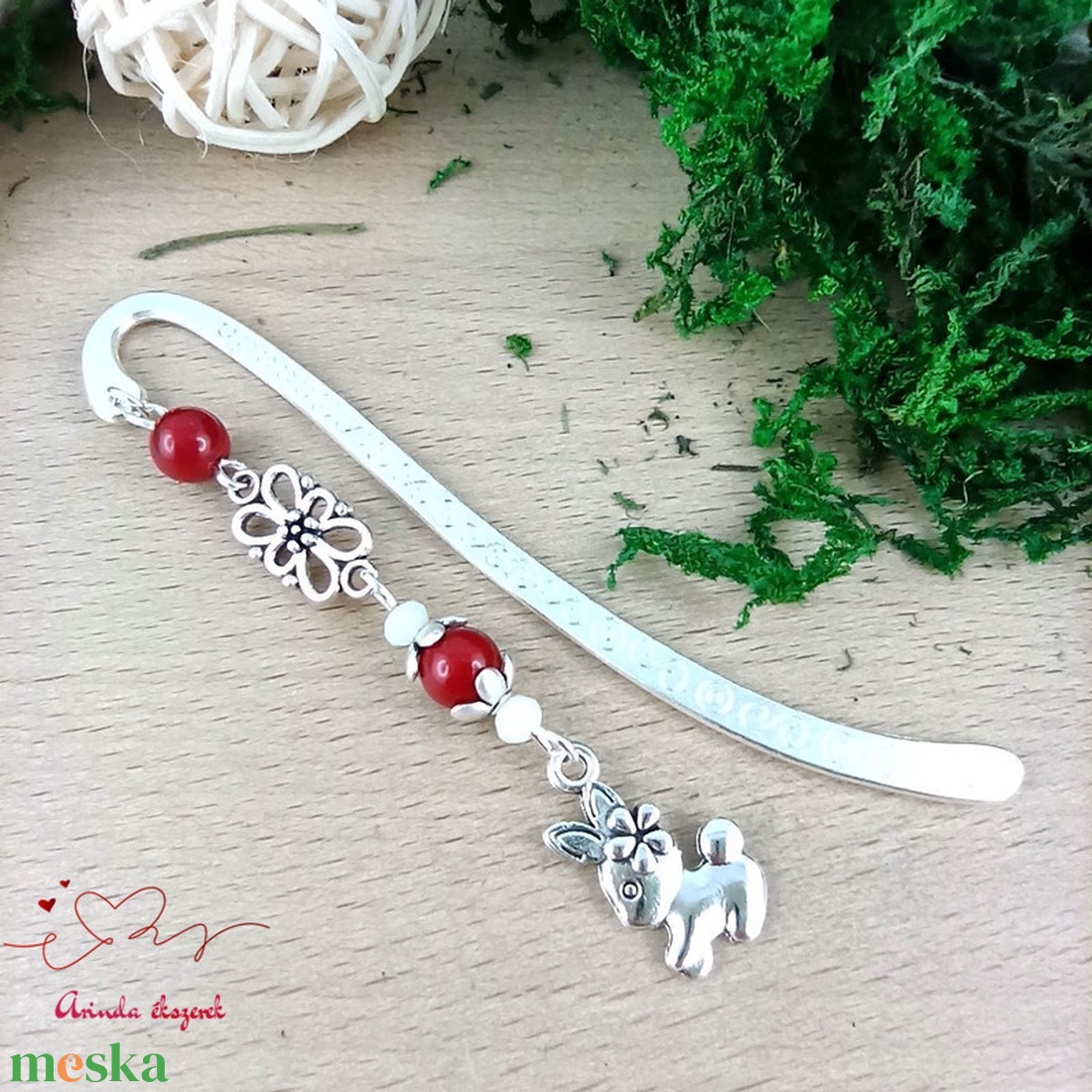 Piros nyuszi könyvjelző  - könyv & zene - könyvjelző - Meska.hu