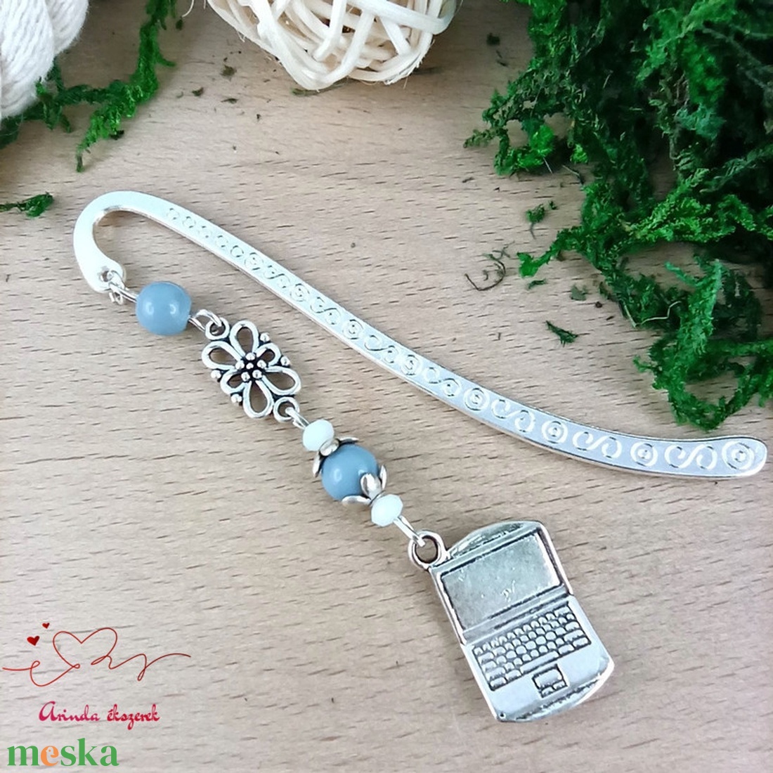 Szürke laptop notebook könyvjelző - könyv & zene - könyvjelző - Meska.hu