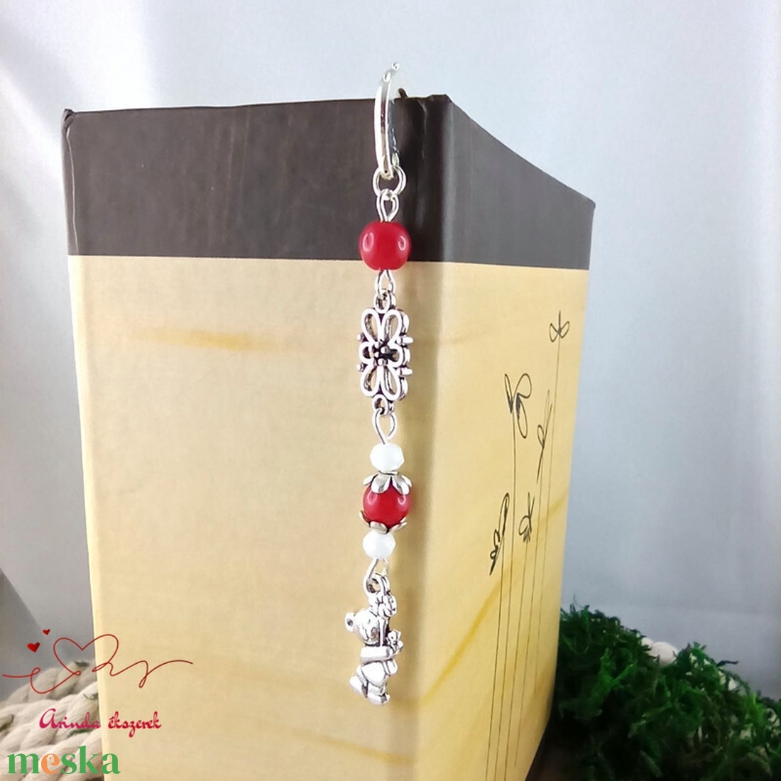 Piros maci könyvjelző  - könyv & zene - könyvjelző - Meska.hu