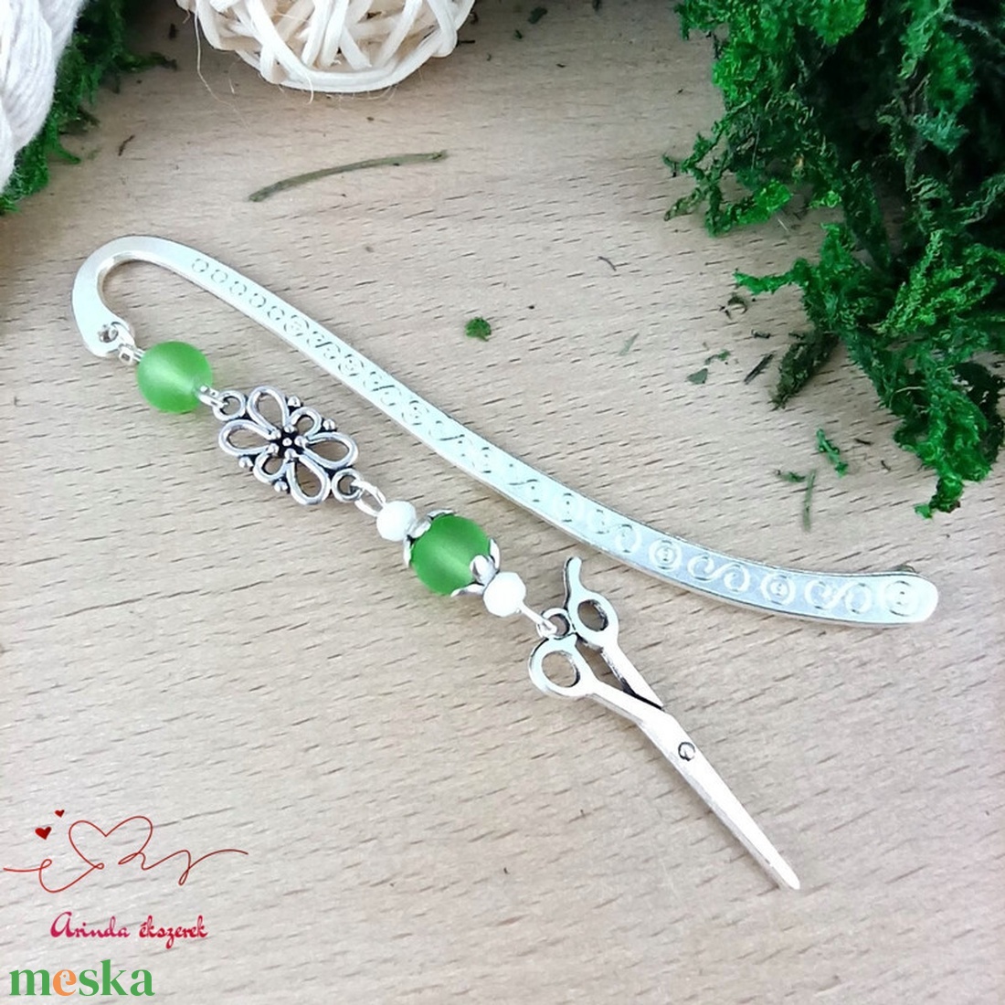 Zöld olló könyvjelző - könyv & zene - könyvjelző - Meska.hu