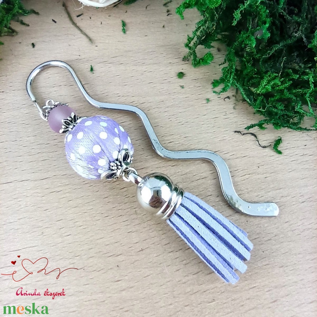 Levendula pöttyös könyvjelző  - könyv & zene - könyvjelző - Meska.hu