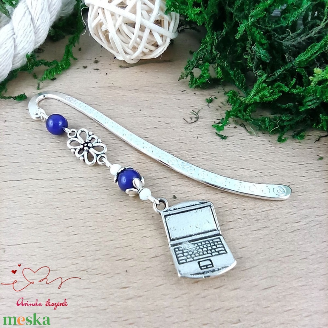 Sötétkék laptop notebook könyvjelző  - könyv & zene - könyvjelző - Meska.hu