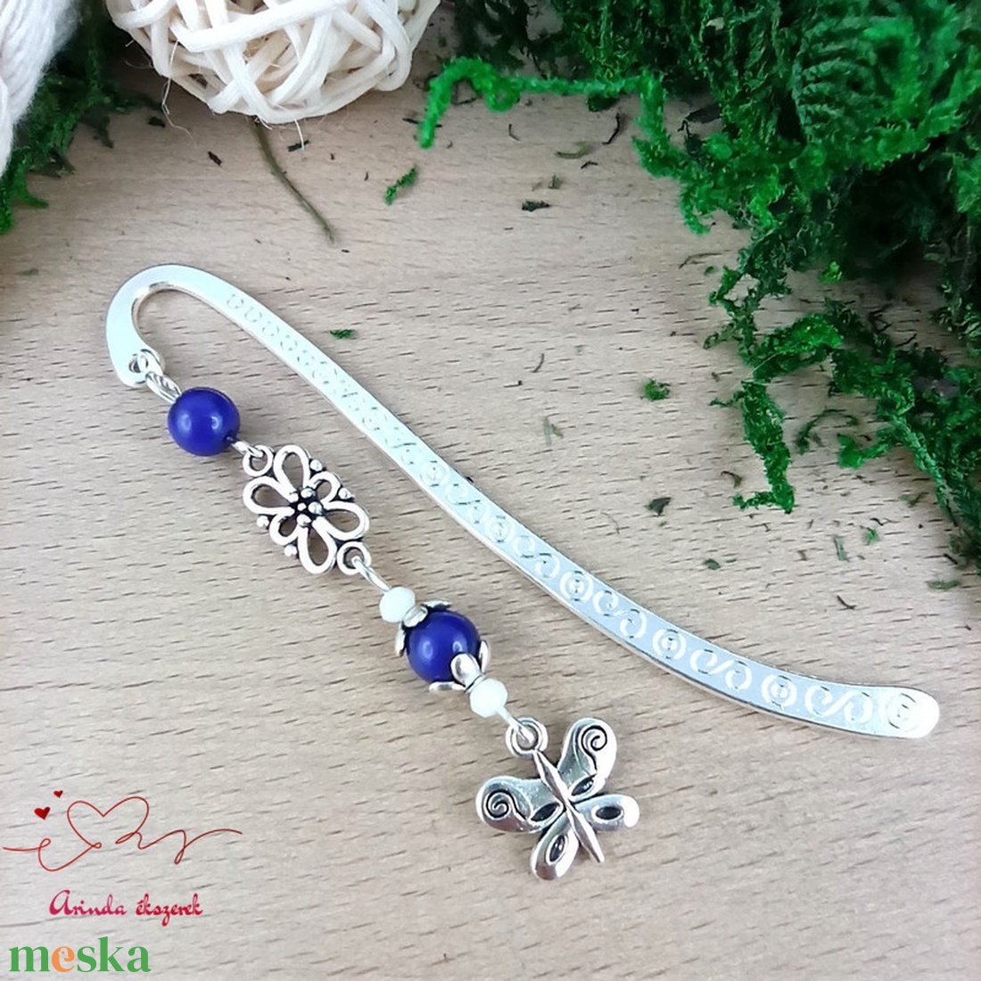 Sötétkék pillangó könyvjelző  - könyv & zene - könyvjelző - Meska.hu