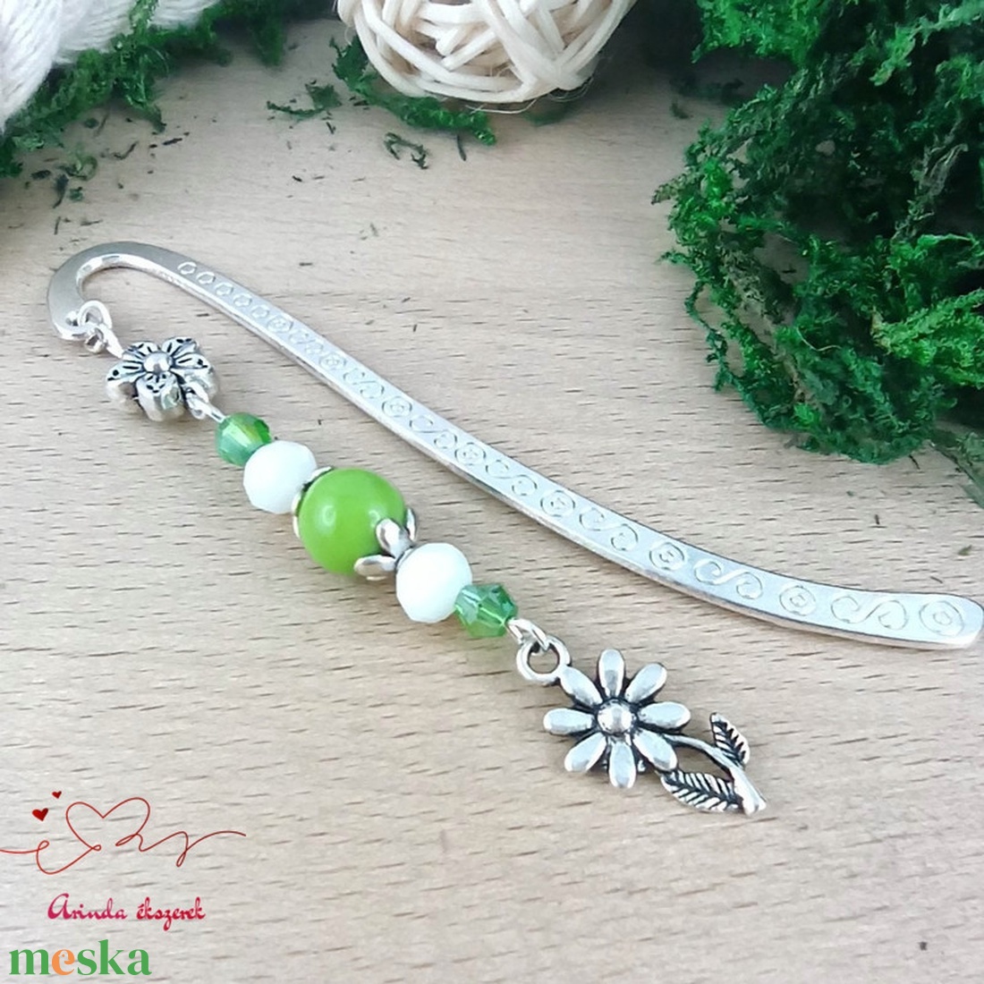 Zöld virág könyvjelző  - könyv & zene - könyvjelző - Meska.hu