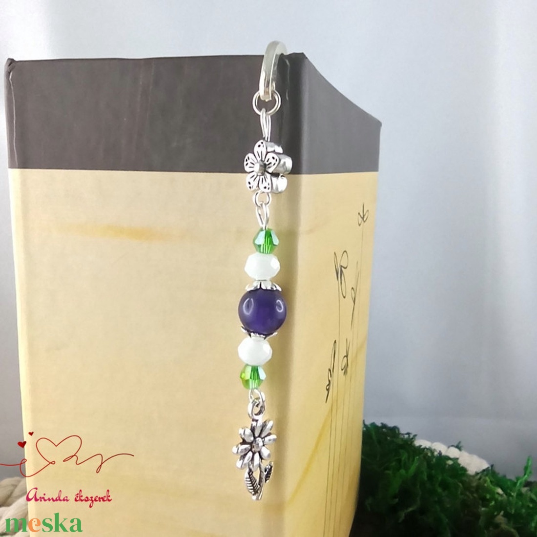 Lila virág könyvjelző  - könyv & zene - könyvjelző - Meska.hu