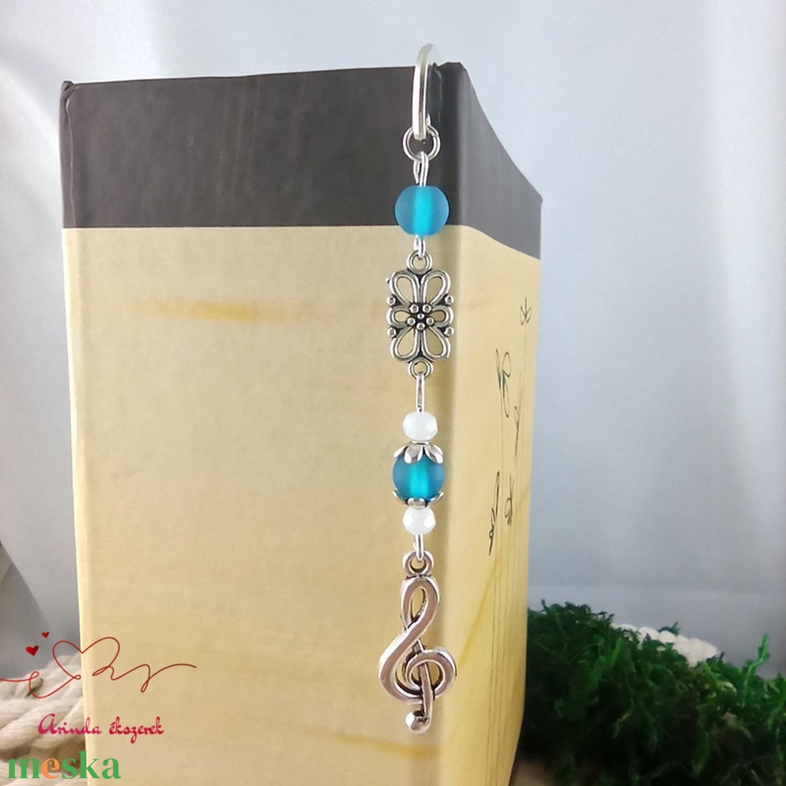 Világoskék violinkulcs könyvjelző  - könyv & zene - könyvjelző - Meska.hu