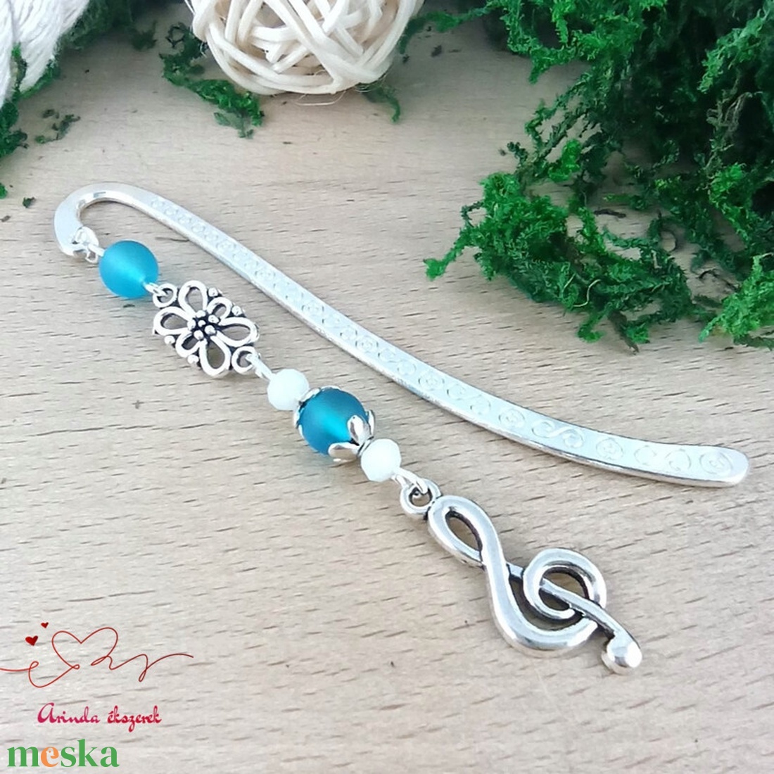 Világoskék violinkulcs könyvjelző  - könyv & zene - könyvjelző - Meska.hu