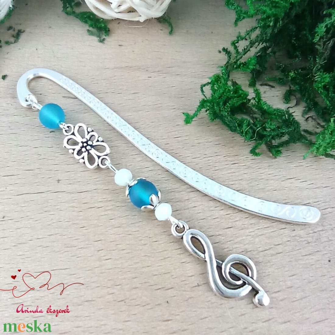 Világoskék violinkulcs könyvjelző  - könyv & zene - könyvjelző - Meska.hu