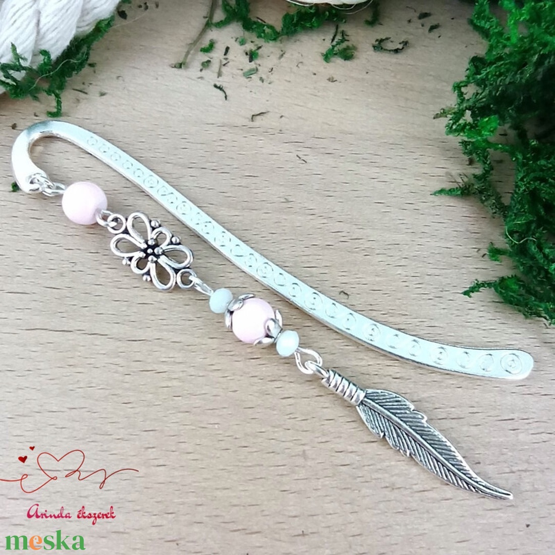 Rózsaszín toll könyvjelző  - könyv & zene - könyvjelző - Meska.hu