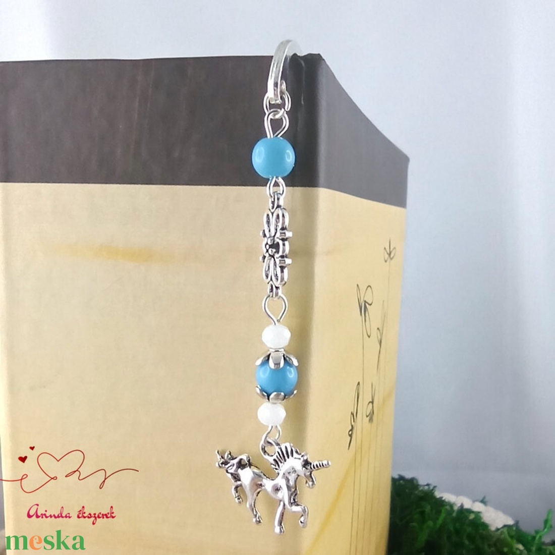 Világoskék unikornis könyvjelző - könyv & zene - könyvjelző - Meska.hu