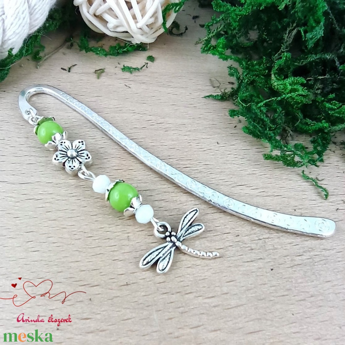 Zöld szitakötő könyvjelző könyvékszer - könyv & zene - könyvjelző - Meska.hu