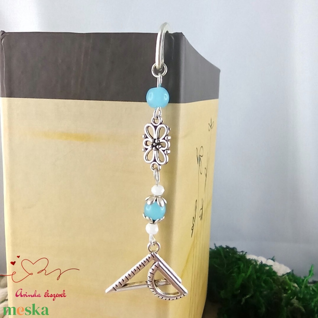 Világoskék vonalzó könyvjelző  - könyv & zene - könyvjelző - Meska.hu