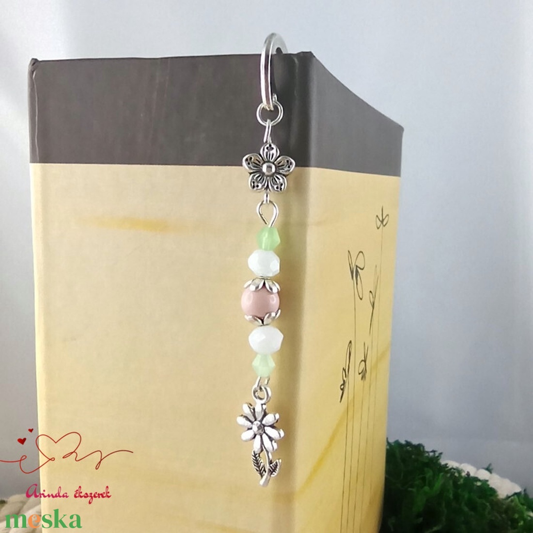 Rózsaszín virág könyvjelző  - könyv & zene - könyvjelző - Meska.hu