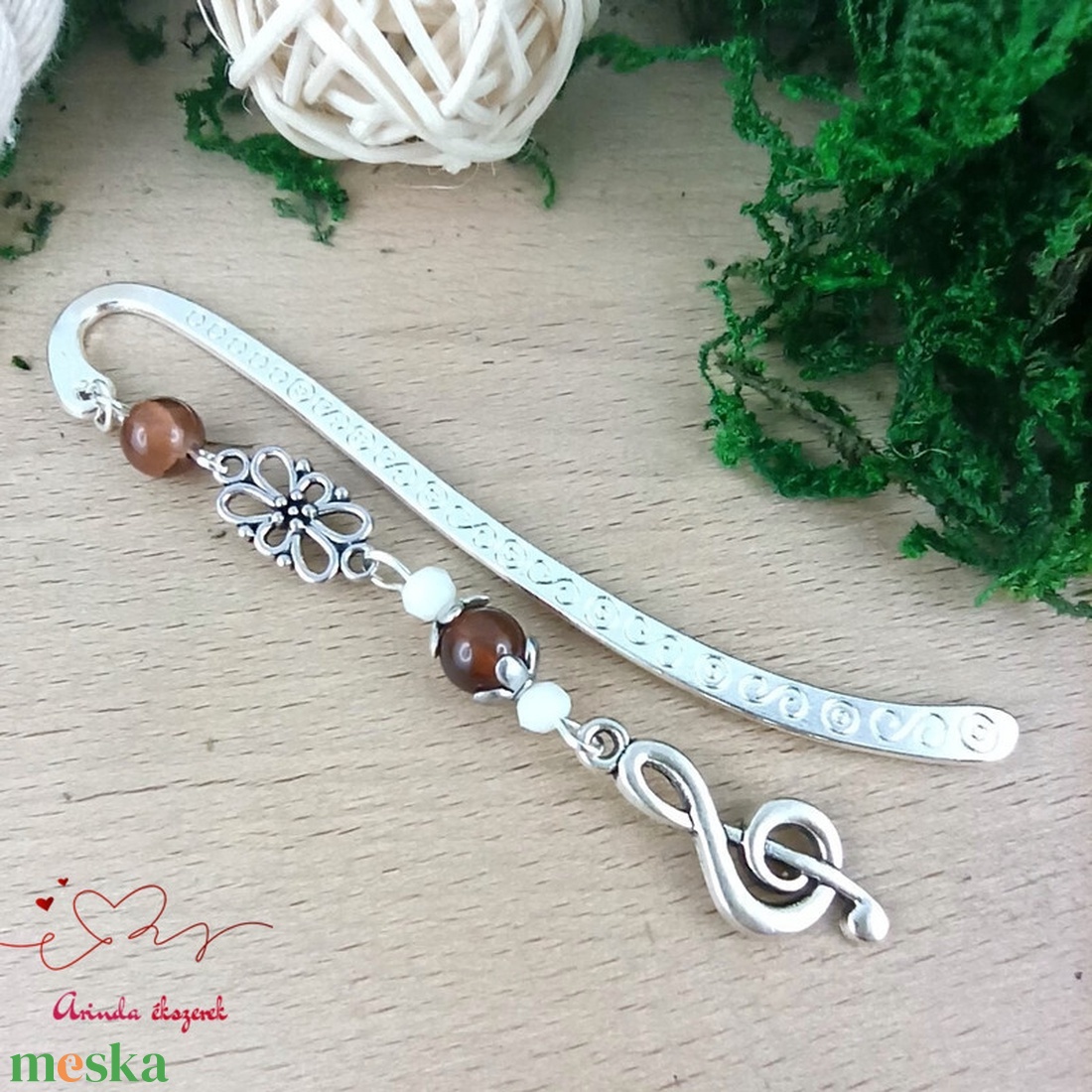 Barna violinkulcs könyvjelző  - könyv & zene - könyvjelző - Meska.hu