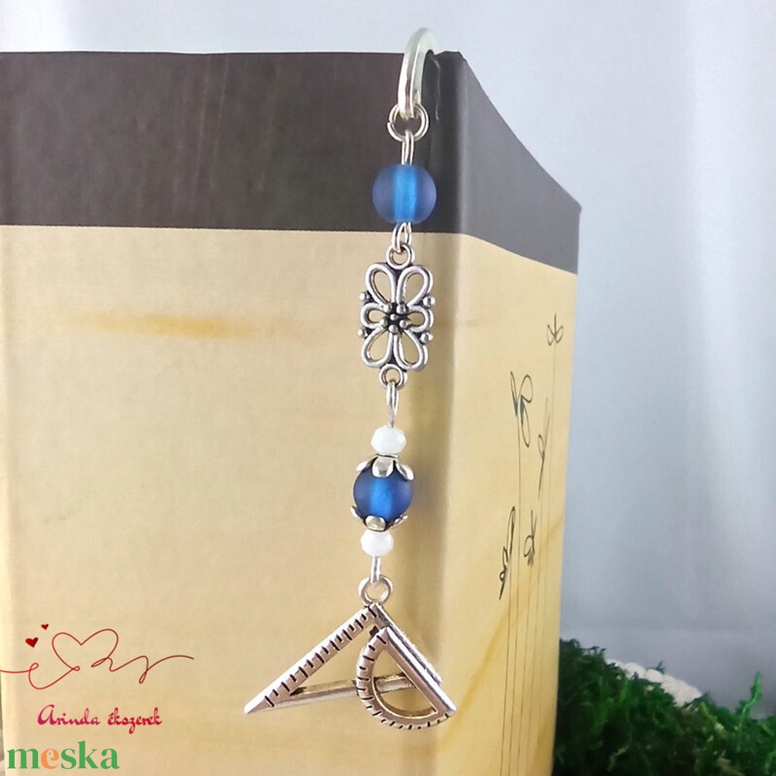 Sötétkék vonalzó könyvjelző  - könyv & zene - könyvjelző - Meska.hu