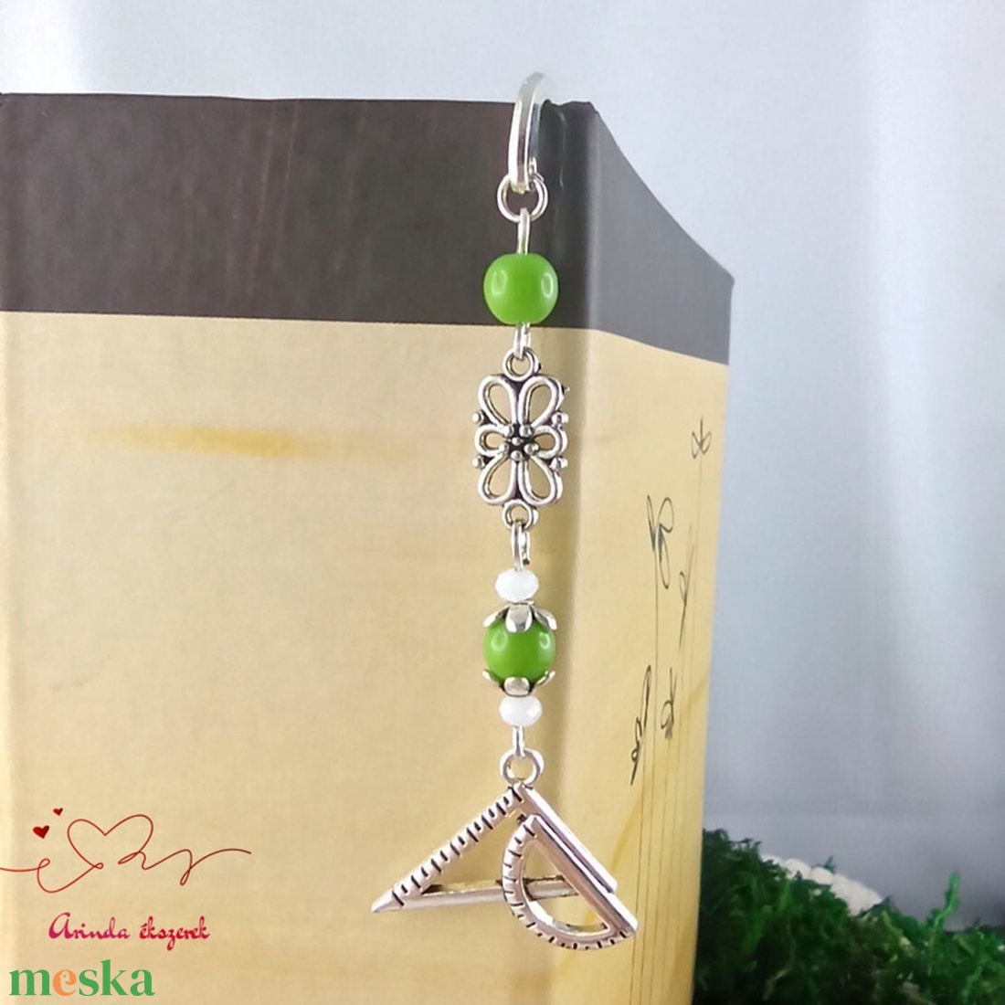 Zöld vonalzó könyvjelző  - könyv & zene - könyvjelző - Meska.hu