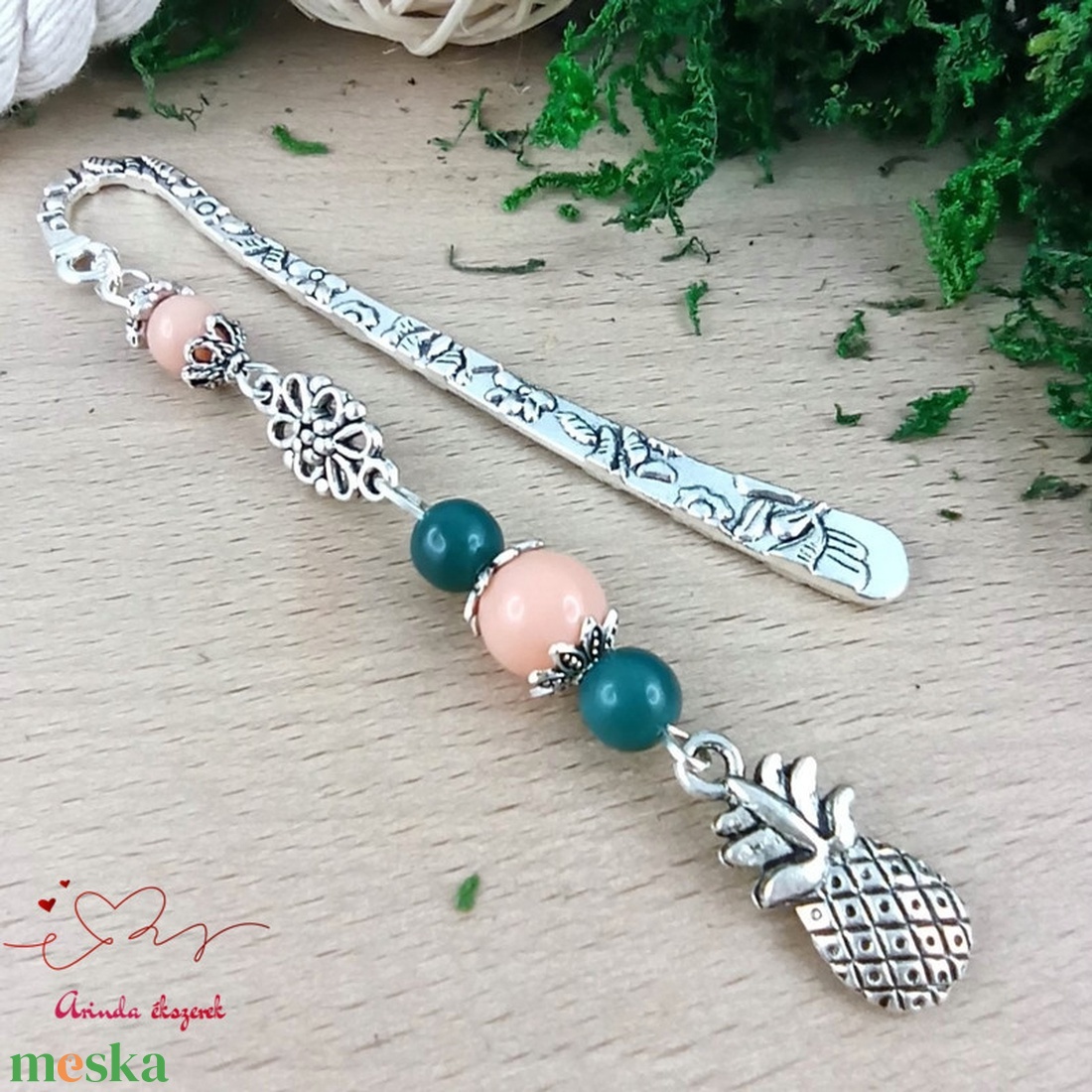 Ananász könyvjelző  - vidám nyári ajándék könyvszeretőknek - könyv & zene - könyvjelző - Meska.hu