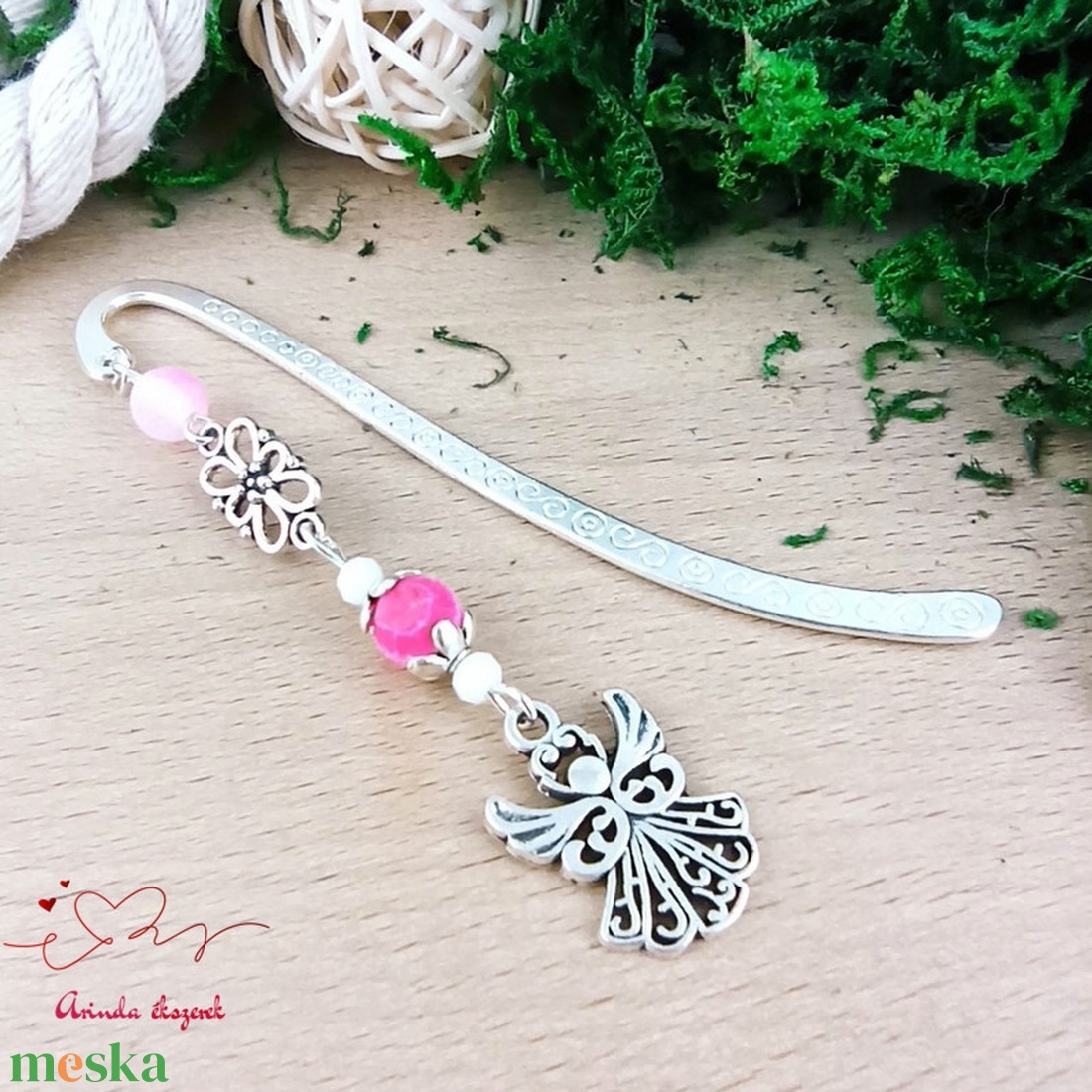 Angyalkás könyvjelző pedagógusnapra - kedves ajándék tanároknak és óvónőknek rózsaszín színben - könyv & zene - könyvjelző - Meska.hu