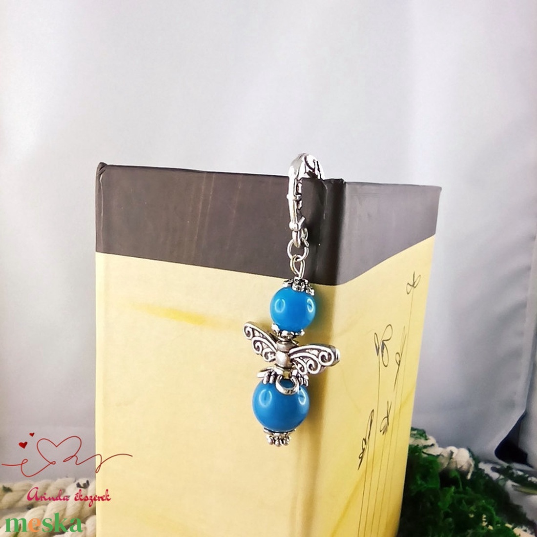 Anyák napi ásvány angyal könyvjelző kék acháttal - szeretettel készült ajándék édesanyáknak - könyv & zene - könyvjelző - Meska.hu