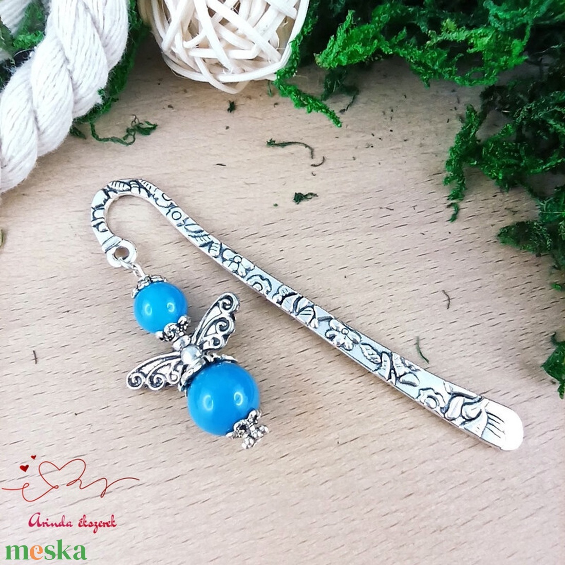 Anyák napi ásvány angyal könyvjelző kék acháttal - szeretettel készült ajándék édesanyáknak - könyv & zene - könyvjelző - Meska.hu