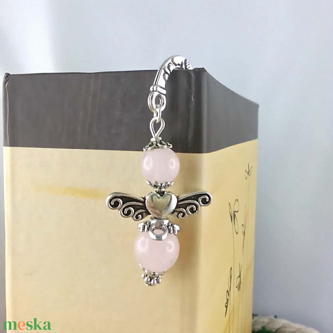 Anyák napi ásvány angyal könyvjelző rózsakvarccal - szeretettel készült ajándék édesanyáknak - könyv & zene - könyvjelző - Meska.hu