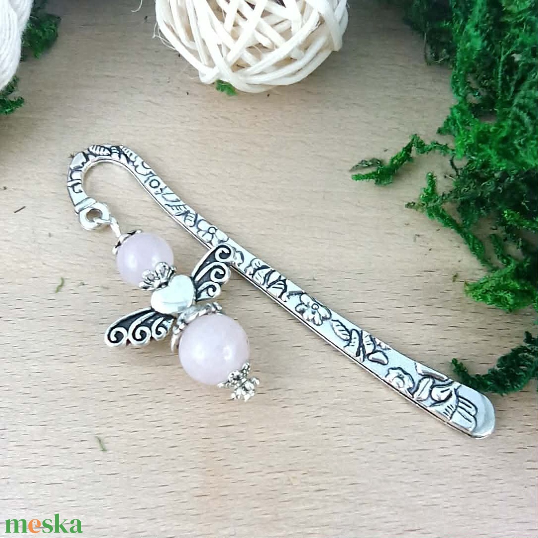 Anyák napi ásvány angyal könyvjelző rózsakvarccal - szeretettel készült ajándék édesanyáknak - könyv & zene - könyvjelző - Meska.hu