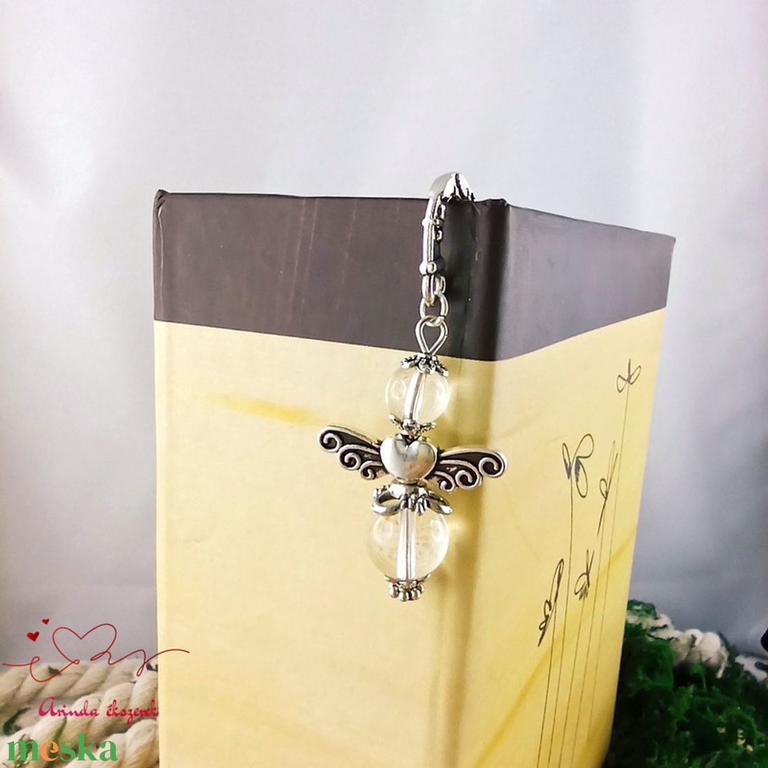 Anyák napi ásvány angyal könyvjelző hegyikristállyal - szeretettel készült ajándék édesanyáknak - könyv & zene - könyvjelző - Meska.hu