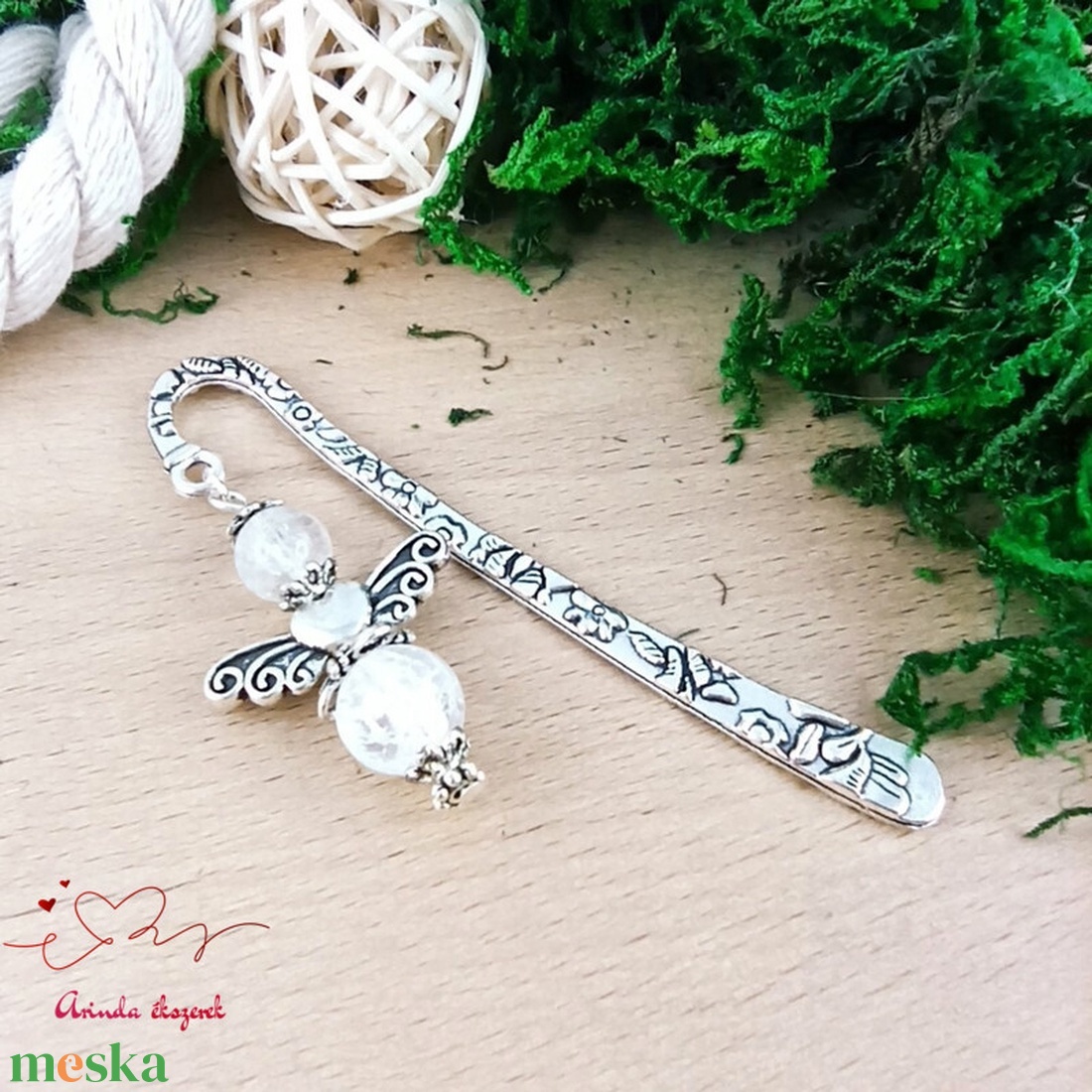 Anyák napi ásvány angyal könyvjelző hegyikristállyal - szeretettel készült ajándék édesanyáknak - könyv & zene - könyvjelző - Meska.hu