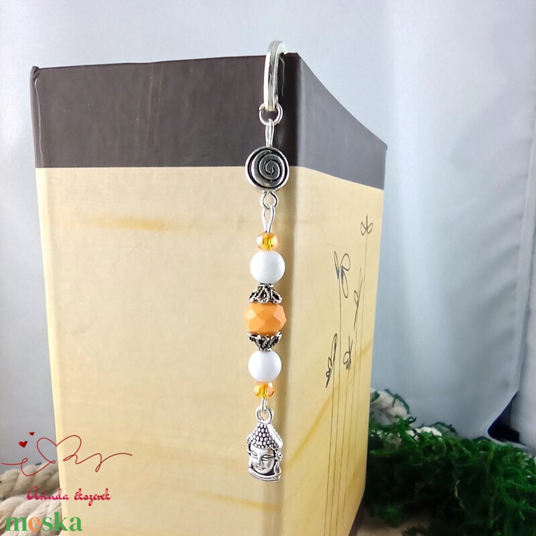 Buddha fejes ásvány könyvjelző � nyugalmat árasztó, kézzel készült ajándék olvasóknak halványsárga gyöngyökkel - könyv & zene - könyvjelző - Meska.hu