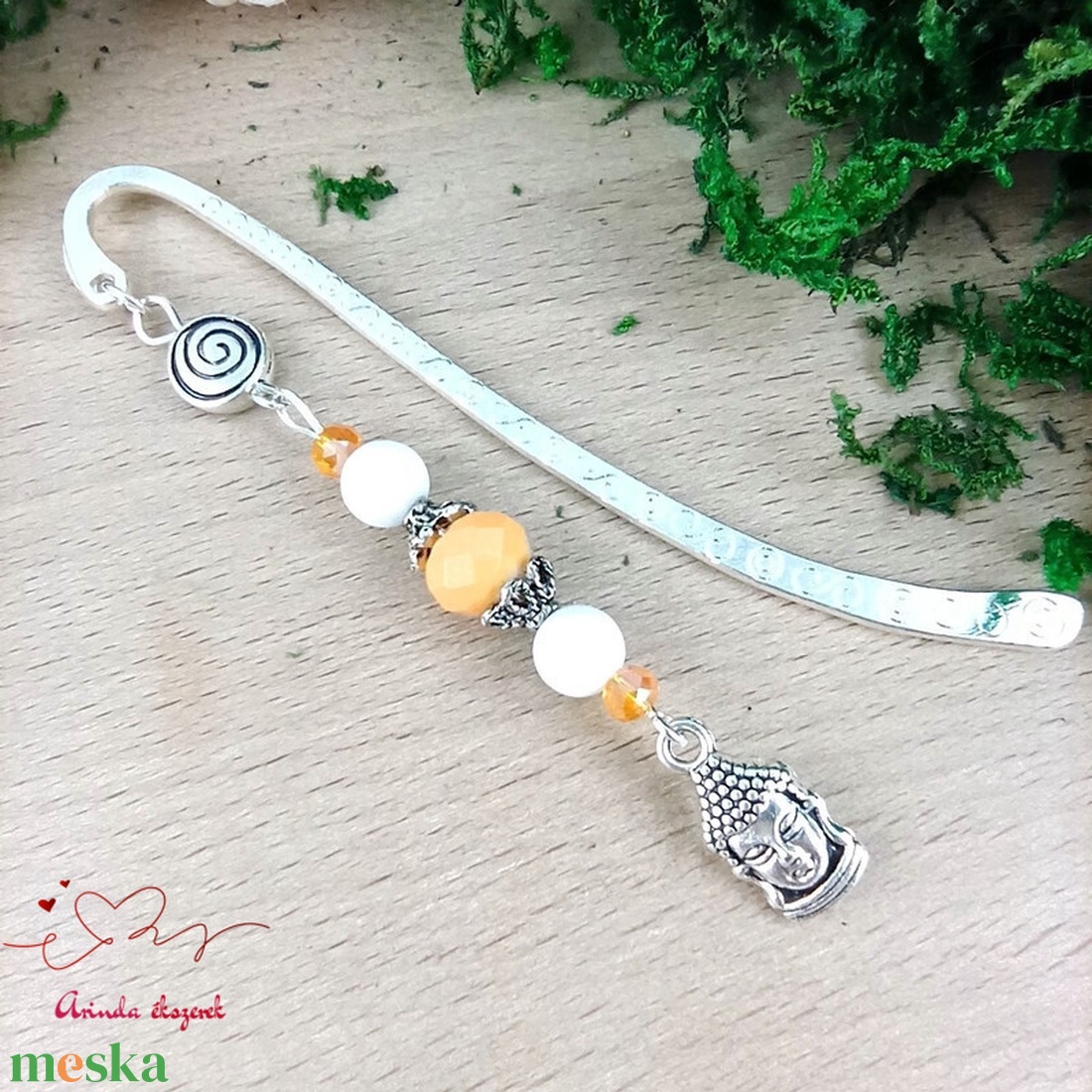 Buddha fejes ásvány könyvjelző � nyugalmat árasztó, kézzel készült ajándék olvasóknak halványsárga gyöngyökkel - könyv & zene - könyvjelző - Meska.hu