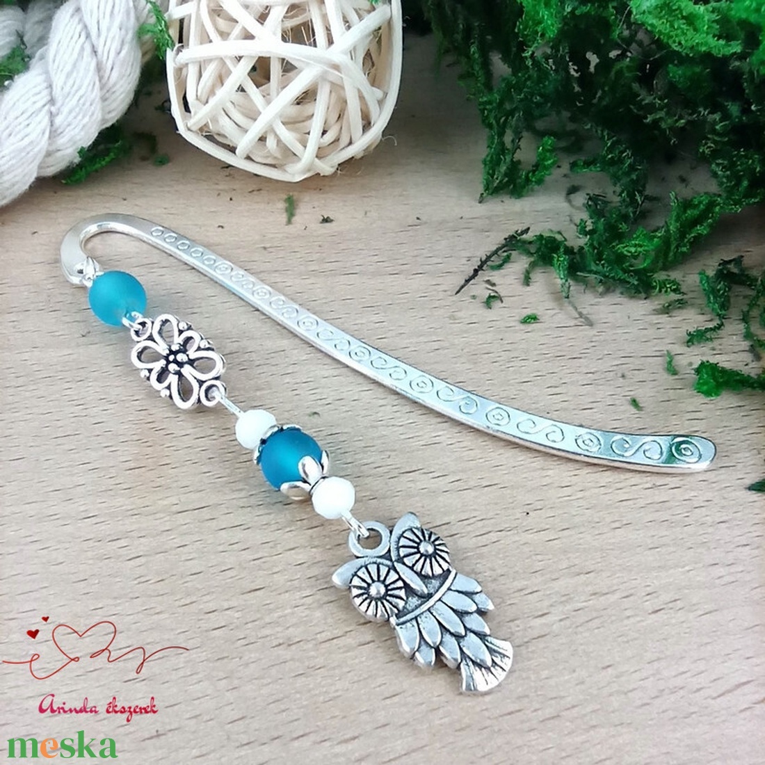 Bagoly könyvjelző türkiz gyöngyökkel � kézműves ajándék olvasóknak és tanároknak - könyv & zene - könyvjelző - Meska.hu