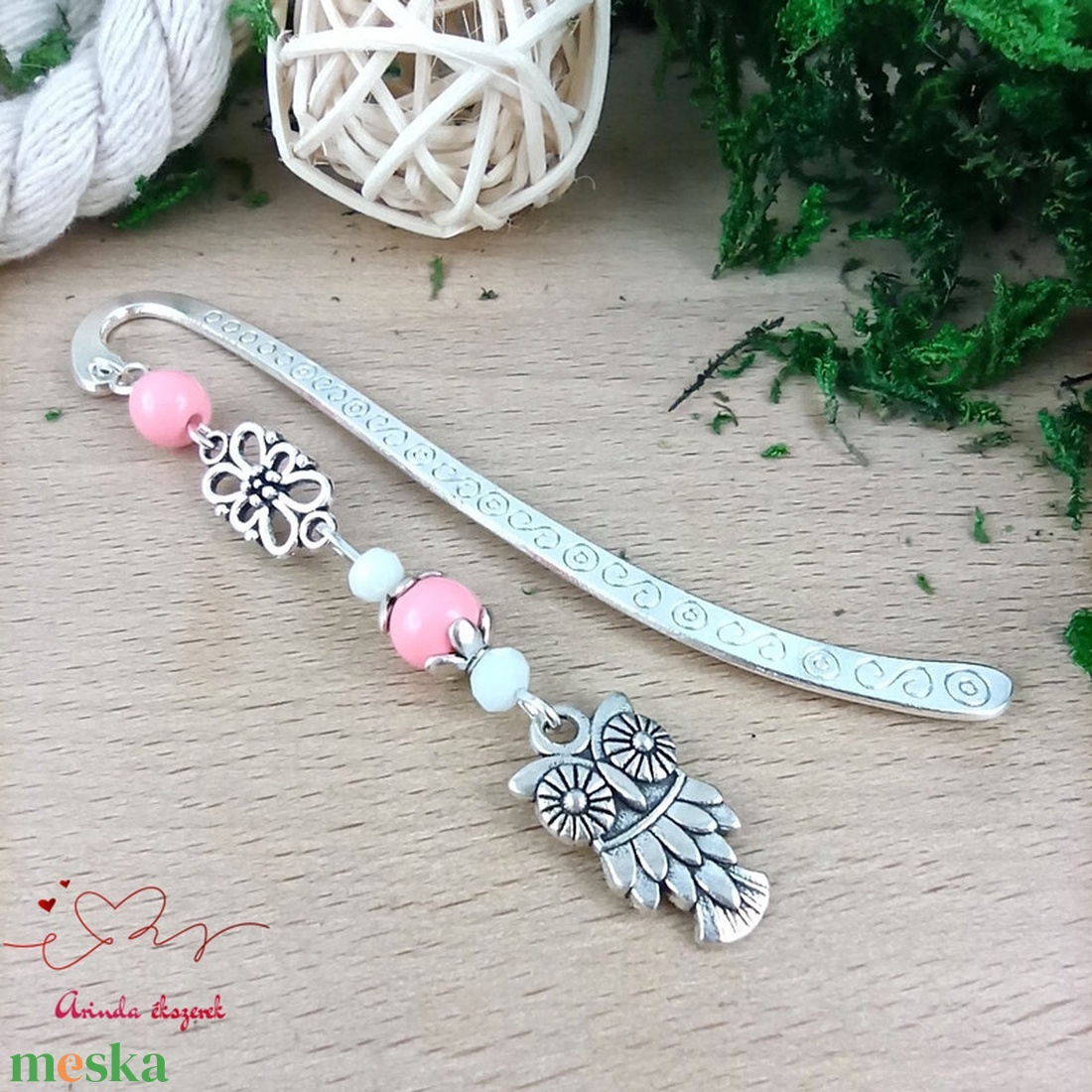 Bagoly könyvjelző rózsaszín gyöngyökkel � kézműves ajándék olvasóknak és tanároknak - könyv & zene - könyvjelző - Meska.hu